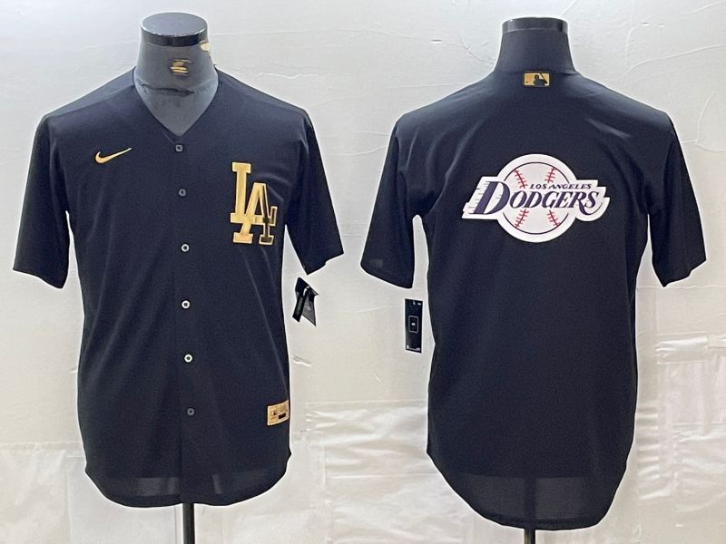 Men Los Angeles Dodgers Blank Black gold 4 th generation Nike 2024 MLB Jersey style 5